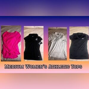 Lot of four women’s Athletic Tops. Nike, Under Armour, Reebok